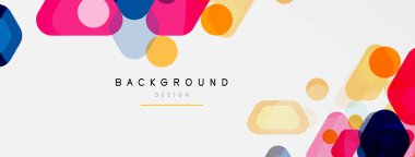 Beyaz üzerine renkli baloncuklar ve yuvarlak geometrik şekiller. Duvar kağıdı, pankart, arkaplan, iniş sayfası için vektör geometrik asgari özet arkaplan