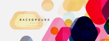 Beyaz üzerine renkli baloncuklar ve yuvarlak geometrik şekiller. Duvar kağıdı, pankart, arkaplan, iniş sayfası için vektör geometrik asgari özet arkaplan