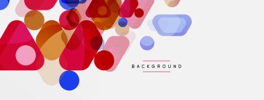 Beyaz üzerine renkli baloncuklar ve yuvarlak geometrik şekiller. Duvar kağıdı, pankart, arkaplan, iniş sayfası için vektör geometrik asgari özet arkaplan