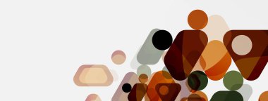 Beyaz üzerine renkli baloncuklar ve yuvarlak geometrik şekiller. Duvar kağıdı, pankart, arkaplan, iniş sayfası için vektör geometrik asgari özet arkaplan