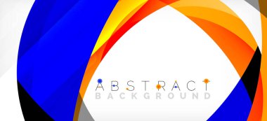 Geometrik soyut arkaplan. Üst üste binen renk şekilleriyle çember oluşturuldu. Duvar Kağıdı, Sancak, Arkaplan, İniş Sayfası için Vektör İllüstrasyonu