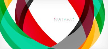 Geometrik soyut arkaplan. Üst üste binen renk şekilleriyle çember oluşturuldu. Duvar Kağıdı, Sancak, Arkaplan, İniş Sayfası için Vektör İllüstrasyonu