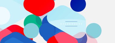 Soyut yuvarlak geometrik şekiller ve daireler. Duvar kağıdı, afiş, arkaplan veya iniş için moda tekno iş şablonu