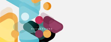 Soyut yuvarlak geometrik şekiller ve daireler. Duvar kağıdı, afiş, arkaplan veya iniş için moda tekno iş şablonu