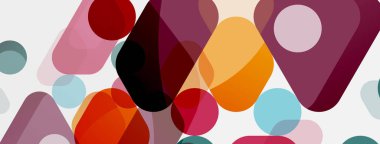 Beyaz üzerine renkli baloncuklar ve yuvarlak geometrik şekiller. Duvar kağıdı, pankart, arkaplan, iniş sayfası için vektör geometrik asgari özet arkaplan