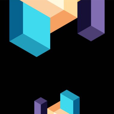 Soyut arkaplan. 3 boyutlu küp, küp elementler ve bloklar. Duvar kağıdı, afiş, arkaplan, iniş sayfası için tekno veya iş konsepti