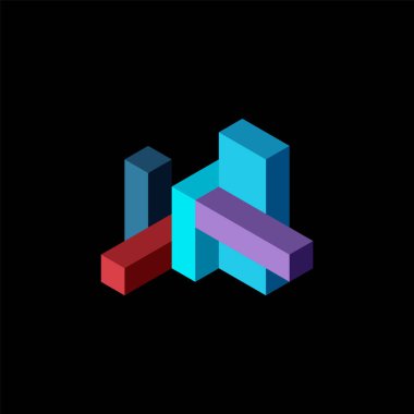 Soyut arkaplan. 3 boyutlu küp, küp elementler ve bloklar. Duvar kağıdı, afiş, arkaplan, iniş sayfası için tekno veya iş konsepti