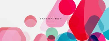 Beyaz üzerine renkli baloncuklar ve yuvarlak geometrik şekiller. Duvar kağıdı, pankart, arkaplan, iniş sayfası için vektör geometrik asgari özet arkaplan
