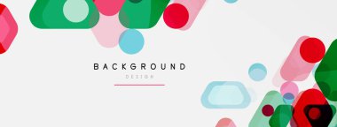 Beyaz üzerine renkli baloncuklar ve yuvarlak geometrik şekiller. Duvar kağıdı, pankart, arkaplan, iniş sayfası için vektör geometrik asgari özet arkaplan