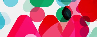 Beyaz üzerine renkli baloncuklar ve yuvarlak geometrik şekiller. Duvar kağıdı, pankart, arkaplan, iniş sayfası için vektör geometrik asgari özet arkaplan