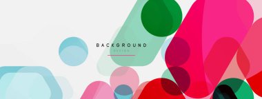 Beyaz üzerine renkli baloncuklar ve yuvarlak geometrik şekiller. Duvar kağıdı, pankart, arkaplan, iniş sayfası için vektör geometrik asgari özet arkaplan