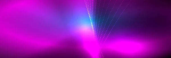 Warna latar belakang Neon mengkilap dengan partikel cahaya garis gelombang bersinar. Latar belakang wallpaper, templat desain untuk presentasi bisnis atau teknologi, poster internet atau sampul brosur web - Stok Vektor