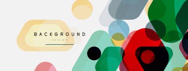 Beyaz üzerine renkli baloncuklar ve yuvarlak geometrik şekiller. Duvar kağıdı, pankart, arkaplan, iniş sayfası için vektör geometrik asgari özet arkaplan