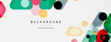Beyaz üzerine renkli baloncuklar ve yuvarlak geometrik şekiller. Duvar kağıdı, pankart, arkaplan, iniş sayfası için vektör geometrik asgari özet arkaplan