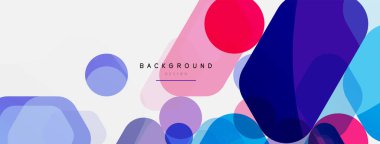 Beyaz üzerine renkli baloncuklar ve yuvarlak geometrik şekiller. Duvar kağıdı, pankart, arkaplan, iniş sayfası için vektör geometrik asgari özet arkaplan