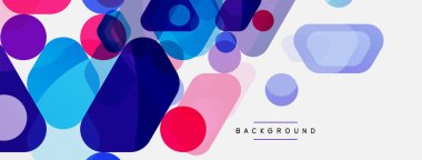 Beyaz üzerine renkli baloncuklar ve yuvarlak geometrik şekiller. Duvar kağıdı, pankart, arkaplan, iniş sayfası için vektör geometrik asgari özet arkaplan