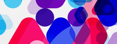 Beyaz üzerine renkli baloncuklar ve yuvarlak geometrik şekiller. Duvar kağıdı, pankart, arkaplan, iniş sayfası için vektör geometrik asgari özet arkaplan