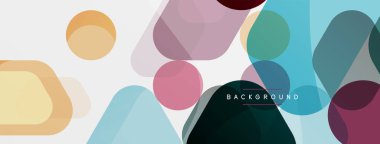 Beyaz üzerine renkli baloncuklar ve yuvarlak geometrik şekiller. Duvar kağıdı, pankart, arkaplan, iniş sayfası için vektör geometrik asgari özet arkaplan