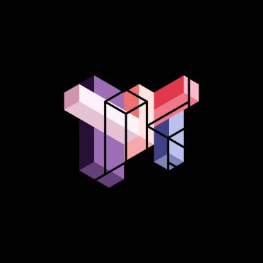 Soyut arkaplan. 3 boyutlu küp, küp elementler ve bloklar. Duvar kağıdı, afiş, arkaplan, iniş sayfası için tekno veya iş konsepti