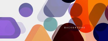 Beyaz üzerine renkli baloncuklar ve yuvarlak geometrik şekiller. Duvar kağıdı, pankart, arkaplan, iniş sayfası için vektör geometrik asgari özet arkaplan