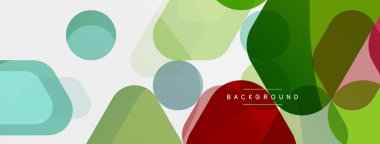 Beyaz üzerine renkli baloncuklar ve yuvarlak geometrik şekiller. Duvar kağıdı, pankart, arkaplan, iniş sayfası için vektör geometrik asgari özet arkaplan