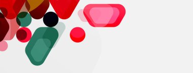 Beyaz üzerine renkli baloncuklar ve yuvarlak geometrik şekiller. Duvar kağıdı, pankart, arkaplan, iniş sayfası için vektör geometrik asgari özet arkaplan