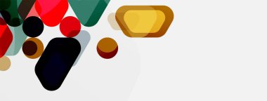 Beyaz üzerine renkli baloncuklar ve yuvarlak geometrik şekiller. Duvar kağıdı, pankart, arkaplan, iniş sayfası için vektör geometrik asgari özet arkaplan