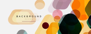 Beyaz üzerine renkli baloncuklar ve yuvarlak geometrik şekiller. Duvar kağıdı, pankart, arkaplan, iniş sayfası için vektör geometrik asgari özet arkaplan