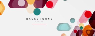 Beyaz üzerine renkli baloncuklar ve yuvarlak geometrik şekiller. Duvar kağıdı, pankart, arkaplan, iniş sayfası için vektör geometrik asgari özet arkaplan