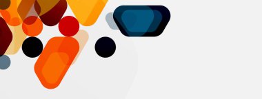 Beyaz üzerine renkli baloncuklar ve yuvarlak geometrik şekiller. Duvar kağıdı, pankart, arkaplan, iniş sayfası için vektör geometrik asgari özet arkaplan