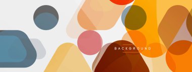 Beyaz üzerine renkli baloncuklar ve yuvarlak geometrik şekiller. Duvar kağıdı, pankart, arkaplan, iniş sayfası için vektör geometrik asgari özet arkaplan