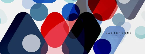 Bulles de couleur et formes géométriques arrondies sur blanc. Fond abstrait géométrique vectoriel minimal pour papier peint, bannière, fond, page de destination — Image vectorielle