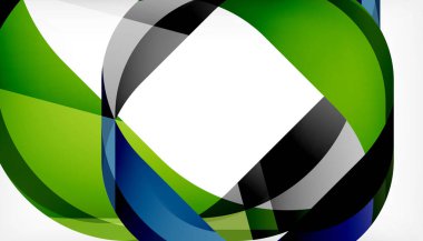 Üst üste binen dalgalarla soyut kare şekil, minimum geometrik arkaplan. Duvar Kağıdı, Sancak, Arkaplan, İniş Sayfası için Vektör İllüstrasyonu