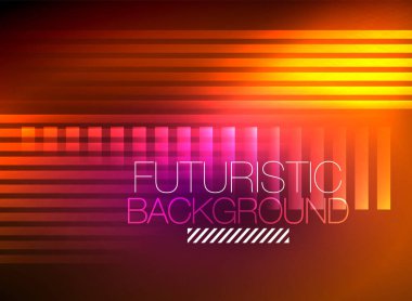 Parlak neon rengi tekno soyut arkaplan, koyu arkaplanda parlak neon çizgiler