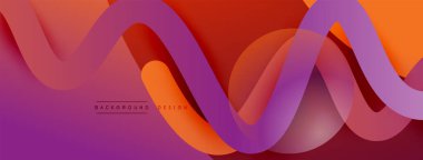 Gölge efektli dalga çizgisi olan soyut gradyan arkaplan. Geometrik bileşim. 3B gölge efektleri ve sıvı eğimleri