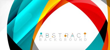 Geometrik soyut arkaplan. Üst üste binen renk şekilleriyle çember oluşturuldu. Duvar Kağıdı, Sancak, Arkaplan, İniş Sayfası için Vektör İllüstrasyonu