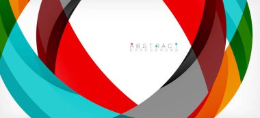 Geometrik soyut arkaplan. Üst üste binen renk şekilleriyle çember oluşturuldu. Duvar Kağıdı, Sancak, Arkaplan, İniş Sayfası için Vektör İllüstrasyonu