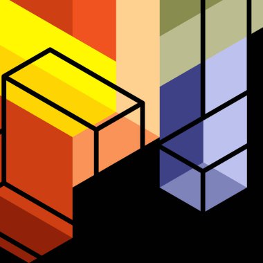 Soyut arkaplan. 3 boyutlu küp, küp elementler ve bloklar. Duvar kağıdı, afiş, arkaplan, iniş sayfası için tekno veya iş konsepti