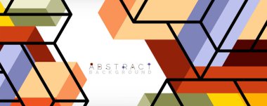 Soyut arkaplan. 3 boyutlu küp, küp elementler ve bloklar. Duvar kağıdı, afiş, arkaplan, iniş sayfası için tekno veya iş konsepti