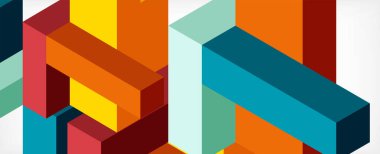 Soyut arkaplan. 3 boyutlu küp, küp elementler ve bloklar. Duvar kağıdı, afiş, arkaplan, iniş sayfası için tekno veya iş konsepti