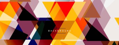 Renkli üçgen bileşimi, geometrik soyut arkaplan. Tekno veya iş konsepti, duvar kağıdı, afiş, arkaplan, iniş sayfası deseni