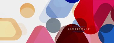 Beyaz üzerine renkli baloncuklar ve yuvarlak geometrik şekiller. Duvar kağıdı, pankart, arkaplan, iniş sayfası için vektör geometrik asgari özet arkaplan