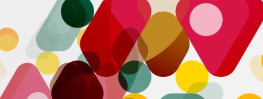 Beyaz üzerine renkli baloncuklar ve yuvarlak geometrik şekiller. Duvar kağıdı, pankart, arkaplan, iniş sayfası için vektör geometrik asgari özet arkaplan