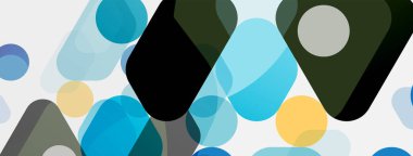 Beyaz üzerine renkli baloncuklar ve yuvarlak geometrik şekiller. Duvar kağıdı, pankart, arkaplan, iniş sayfası için vektör geometrik asgari özet arkaplan