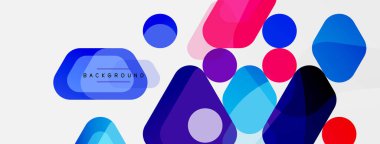 Soyut yuvarlak geometrik şekiller ve daireler. Duvar kağıdı, afiş, arkaplan veya iniş için moda tekno iş şablonu