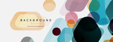 Beyaz üzerine renkli baloncuklar ve yuvarlak geometrik şekiller. Duvar kağıdı, pankart, arkaplan, iniş sayfası için vektör geometrik asgari özet arkaplan