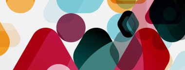 Beyaz üzerine renkli baloncuklar ve yuvarlak geometrik şekiller. Duvar kağıdı, pankart, arkaplan, iniş sayfası için vektör geometrik asgari özet arkaplan