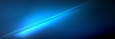 Parlak ışık dalga çizgisi parçacıkları olan parlak bir arkaplan. Duvar kağıdı arkaplanı, iş ve teknoloji sunumları için tasarım şablonları, İnternet posterleri veya web broşürü kapakları
