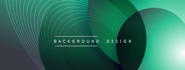 Gölgeli gradyan daireler. Vektör tekno soyut arka plan. Modern üstüste bindirme formları duvar kağıdı arkaplanı, tasarım şablonu