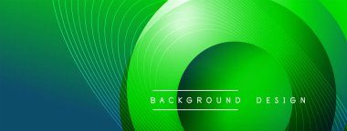 Gölgeli gradyan daireler. Vektör tekno soyut arka plan. Modern üstüste bindirme formları duvar kağıdı arkaplanı, tasarım şablonu